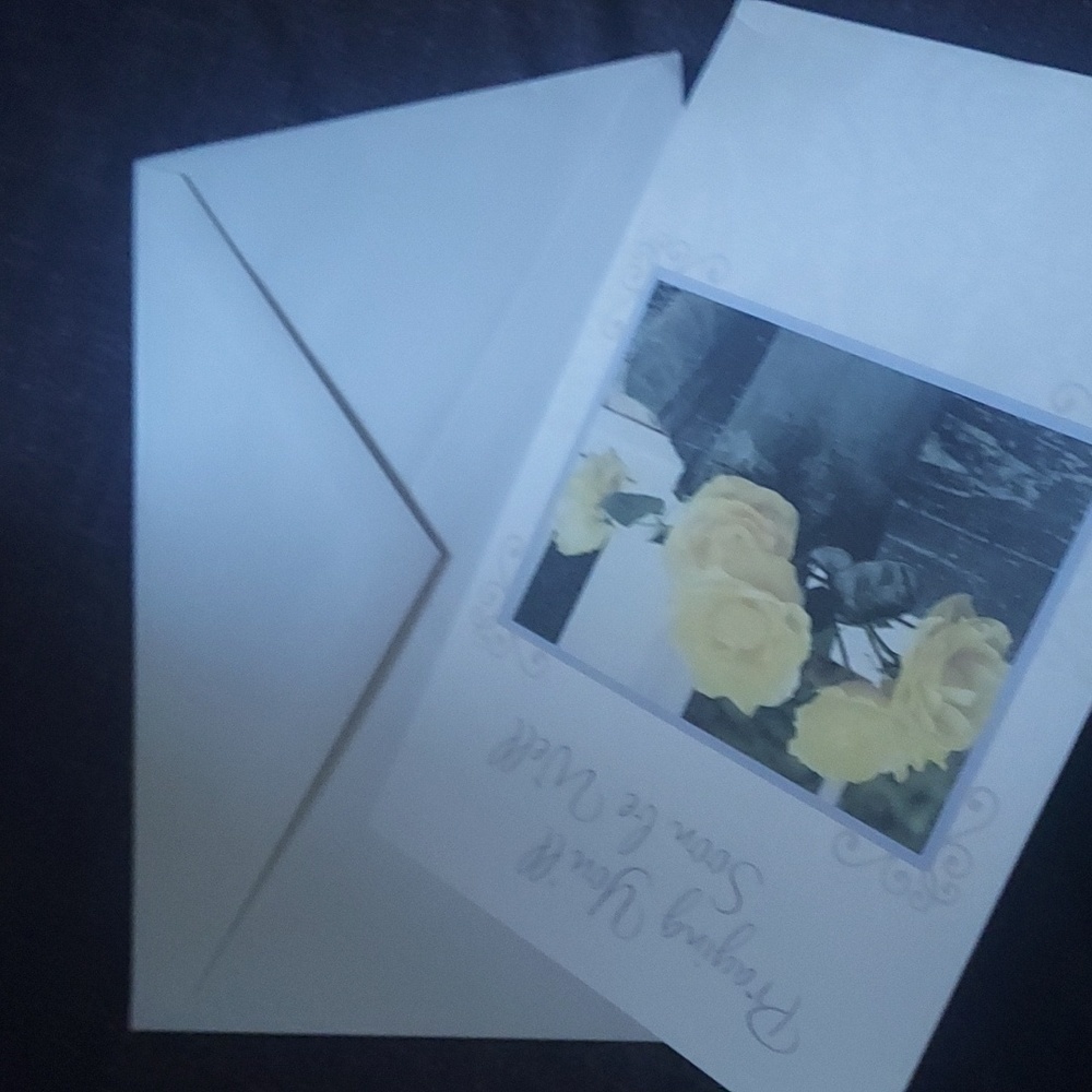 "PRAYING you'll soon be well " beautiful card   with envlope